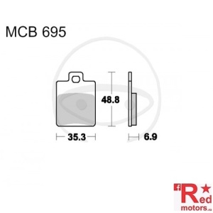 Placute frana fata SCOOTER TRW ALTN 35.3x48.8x6.9 MCB695 pentru CPI GTR 50 LC, Derbi Sonar 125, Gilera DNA 50, Runner 125, Peugeot Speedfight 2 50, MP3 300