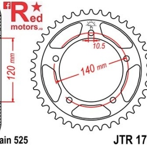 Foaie/pinion spate JTR1792.41 525 cu 41 de dinti pentru Kawasaki KLV 1000, Suzuki DL 650