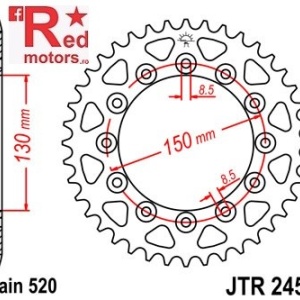 Foaie/pinion spate JTR245/2.49 520 cu 49 de dinti pentru Gilera RC 600, Honda CB 250, NX 250