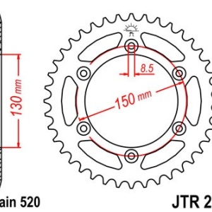 Foaie/pinion spate JTR251.50 520 cu 50 de dinti pentru Yamaha WR 250, WR 450, YZ 125