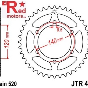 Foaie/pinion spate JTR475.40 520 cu 40 de dinti pentru Kawasaki Z 250, Z 200