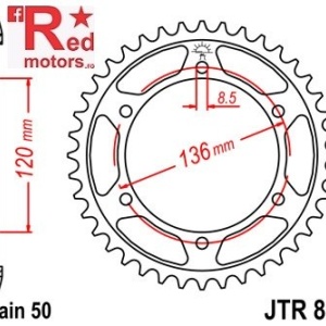 Foaie/pinion spate JTR862.45 530 cu 45 de dinti pentru Yamaha RD 500, XJ 600