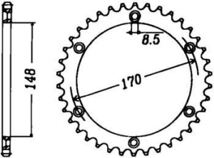 FOAIE SPATE JT 48 DINTI (JTR828) - SUZUKI DR750S-1989 / DR800 1993 SCHEIBR