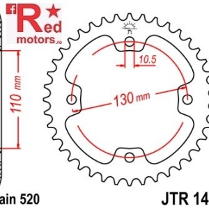 Foaie/pinion spate JTR1415.38 520 cu 38 de dinti pentru Dinli Dinli 450, Kawasaki KFX 450, Masai A 450
