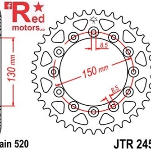Foaie/pinion spate JTR245/2.52 520 cu 52 de dinti pentru Gilera RC 600, Honda CB 250, NX 250