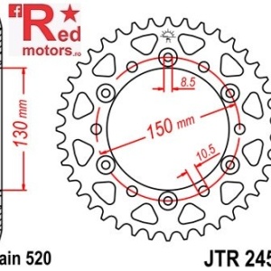 Foaie/pinion spate JTR245/3.47 520 cu 47 de dinti Honda FMX 650