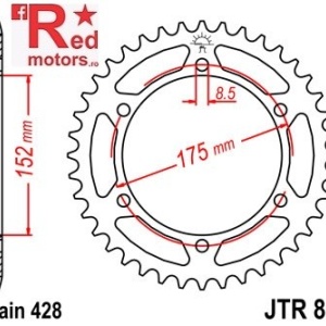 Foaie/pinion spate JTR839.53 428 cu 53 de dinti pentru Yamaha DT 125, WR 125