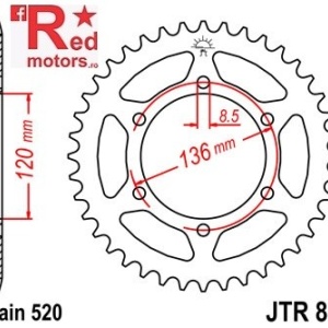 Foaie/pinion spate JTR846.37 520 cu 37 de dinti pentru Yamaha RD 350, SRX 600, XJR 400