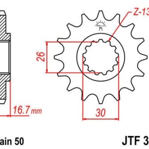 Pinion fata JTF333 cu 16 dinti Honda CBR1000RR/CB900F Hornet/CB1000/CBF1000/CBR900/VF750/VTR1000