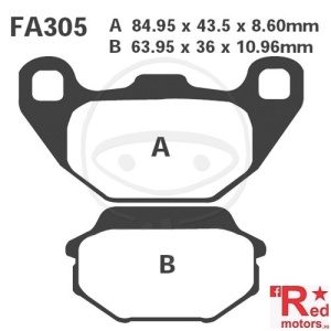 Placute frana fata CARBON SCOOTER EBC 84.95x43.5x8.60/63.95x36x10.96 FA305 pentru Kymco Agility 50, Agility 125, DJ 50, SYM Combiz