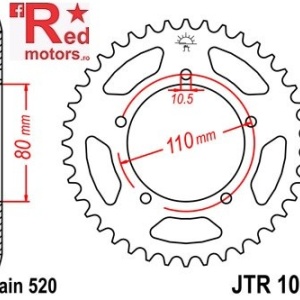 Foaie/pinion spate JTR1075.39 520 cu 39 de dinti pentru Honda CB 400, Kymco Venox 250