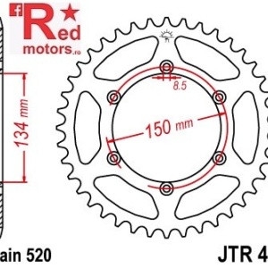 Foaie/pinion spate JTR460.48 520 cu 48 de dinti pentru Kawasaki KLX 250, KLX 300, KLX 450