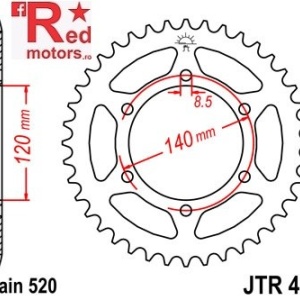 Foaie/pinion spate JTR475.44 520 cu 44 de dinti pentru Kawasaki KLR 250