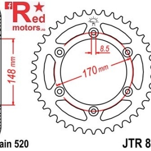 Foaie/pinion spate JTR828.47 520 cu 47 de dinti pentru Cagiva T4E 350, T4E 500, Suzuki DR 600, DR 650