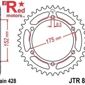 Foaie/pinion spate JTR839.55 428 cu 55 de dinti pentru Yamaha DT 125, WR 125
