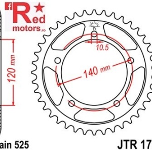 Foaie/pinion spate JTR1792.47 525 cu 47 de dinti pentru Kawasaki KLV 1000, Suzuki DL 650