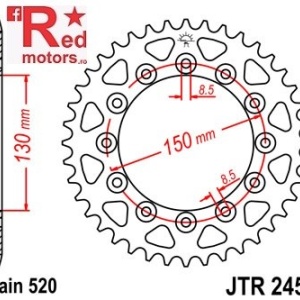 Foaie/pinion spate JTR245/2.47 520 cu 47 de dinti Honda CB 250, NX 250