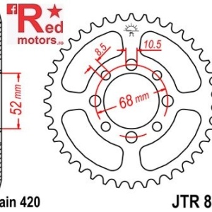 Foaie/pinion spate JTR801.50 420 cu 50 de dinti pentru Kawasaki AE 50, AE 80, KLX 110, Suzuki LT 50