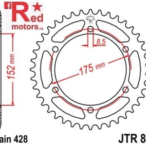 Foaie/pinion spate JTR839.57 428 cu 57 de dinti pentru Yamaha DT 125, WR 125