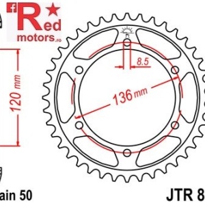 Foaie/pinion spate JTR862.44 530 cu 44 de dinti pentru Yamaha RD 500, XJ 600
