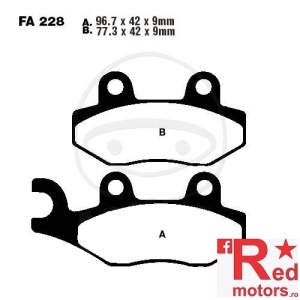Placute frana fata STD EBC ALTN 96.7x42x9/77.3x42x9 FA228 pentru Buffalo/Quelle Rex 150, Generic TR 125, Honda CA 125, CMX 250, Keeway Blackster 250, Kreidler Enduro 125 DT, Mash Cafe Racer 125, Sachs ZZ 125 4T, SFM ZZ 125 4T