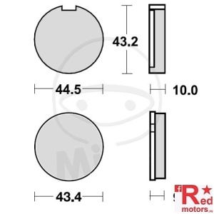 Placute frana fata STD TRW ALTN 44.5x43.2x10/43.4x9.5 pentru Kawasaki KH 125, Z 200