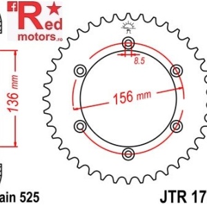 Foaie/pinion spate JTR1791.43 525 cu 43 de dinti pentru Suzuki DR 650, XF 650