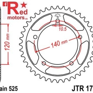 Foaie/pinion spate JTR1792.48 525 cu 48 de dinti pentru Kawasaki KLV 1000, Suzuki DL 650