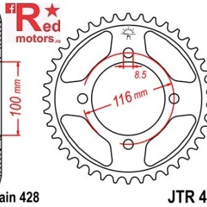 Foaie/pinion spate JTR462.49 428 cu 49 de dinti pentru Kawasaki KX 80, KX 85