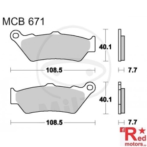 Placute frana fata STD TRW ALTN 108.5x40.1x7.7/108.5x40.1x7.7 MCB671 pentru Aprilia ETV 1000, Moto 650, Pegaso 650, BMW C1 125, F 650 650