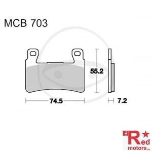 Placute frana fata STD TRW LUCAS 74.5x55.2x7.2 MCB703 pentru Honda CB 1100, CB 1300, CBR 600, CBR 900, VTR 1000, Hyosung GT 650