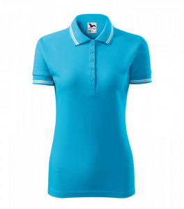 Tricou Dama Malfini Polo Pique URBAN 220 Turcoaz & Portocaliu