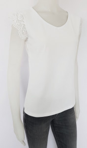 Tricou Dama cu Maneca Dantela 2939.Alb