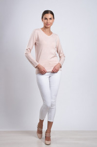 Hermina Pulover Dama Tricotat V-Neck ML134 Roz