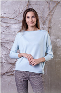 Hermina Bluza dama tricotata LANA MERINOS 156 Albastru Azure