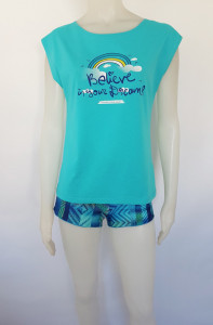 Pijama Damă KNOX, pantaloni scurti 2154 Aqua Blue