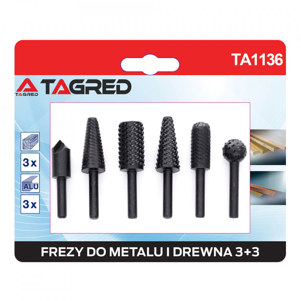 Set De 6 Freze HSS Biax Pentru Lemn Si Metal 6mm TA1136 TAGRED