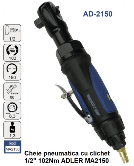 Cheie pneumatica cu clichet 1/2" 102Nm ADLER MA2150