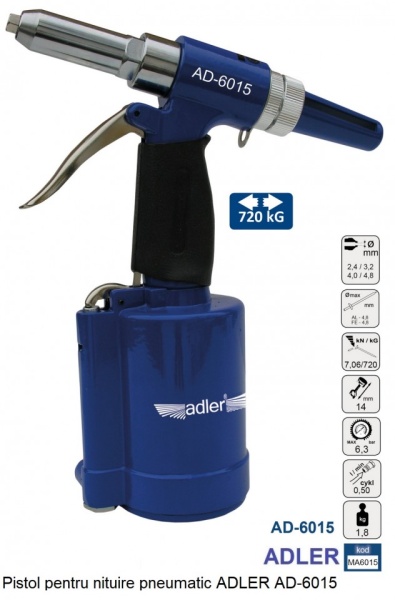 Pistol pentru nituire pneumatic ADLER AD-6015 PROFESIONAL
