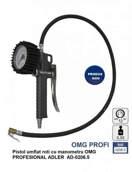 Pistol umflat roti cu manometru OMG PROFESIONAL ADLER AD-0206.5