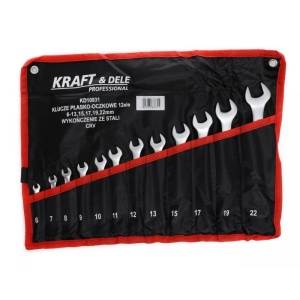 Set chei fixe + inelare combinate 12piese 6-22mm KraftDele KD10931