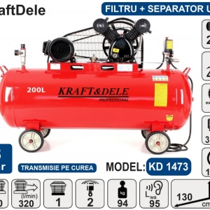 Compresor de aer industrial 200litri, 2 cilindri, 3.8kW, 400V KD1473