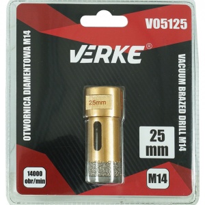 Carota diamantata pentru piatra, gresie si beton 25mm M14 V05125 Verke