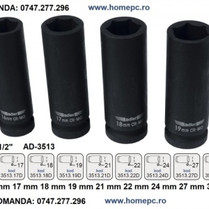 Cheie tubulara de IMPACT 1/2" ADLER AD-3513.17D 17mm varianta lunga