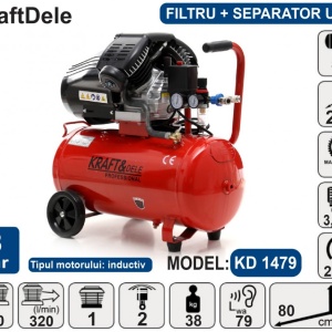 Compresor de aer industrial 50litri, 3kW, 2 CILINDRI KraftDele KD1479