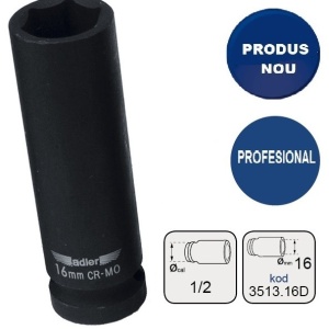 Cheie tubulara de IMPACT 1/2" ADLER AD-3513.16D 16mm varianta lunga