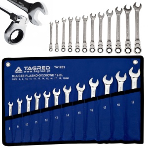 Set chei combinate inelare cu clichet 12 elemente 8-19mm TA1203 TAGRED
