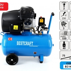 Compresor de aer industrial 50 litri, 2 cilindri, 3kW, 220V EC1484