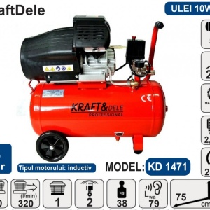 Compresor de aer industrial 50litri, 2.2kW, 2 CILI. KraftDele KD1471