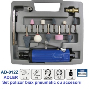 Set polizor biax pneumatic cu accesorii 12 piese ADLER AD-012Z PROFI